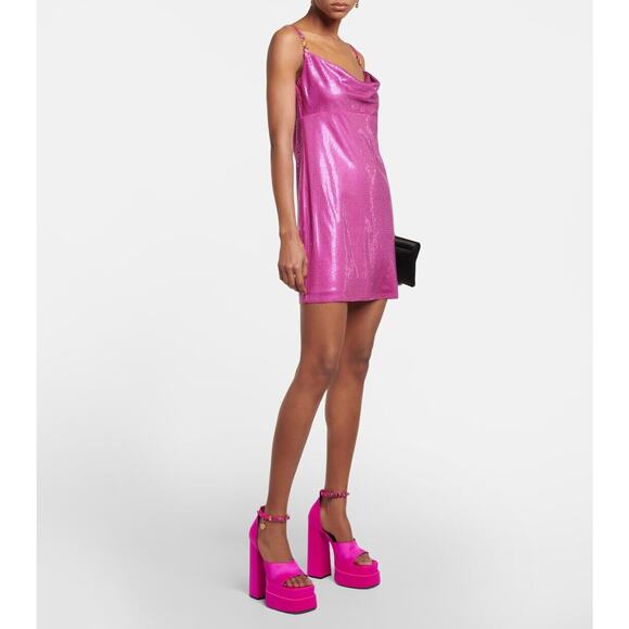 Versace Aevitas 39/ 9 Platform Sandals Satin Crystal Pink Paradise NWB $1,475 - Picture 3 of 8